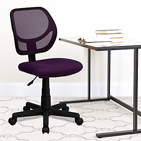 Flash Furniture Mesh Low-Back Swivel Chair, Purple/Black