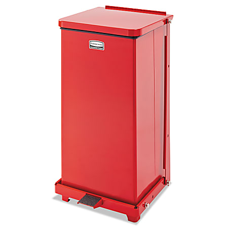 Rubbermaid® Commercial Defenders® Square Steel Step Can, 12 Gallons, 23" x 12", Red