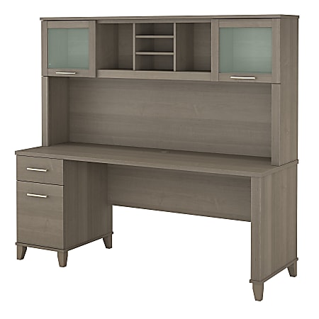 Bush Furniture Somerset Office Desk With Hutch, 72"W, Ash Gray, Standard Delivery