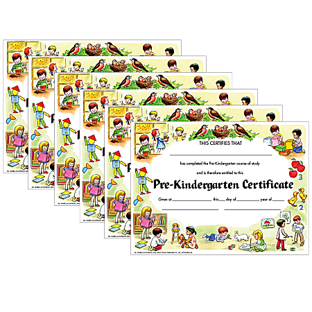 Hayes Publishing Pre-Kindergarten Certificate, 30 Per Pack, Set Of 6 Packs