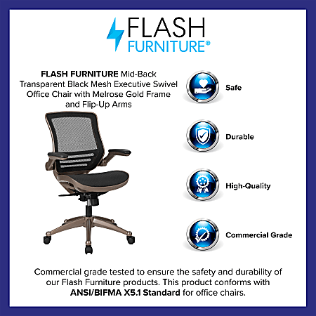 Flash Furniture Mesh Mid Back Executive Office Chair BlackGold