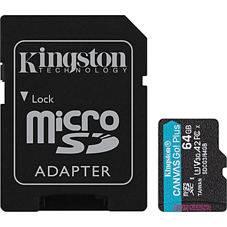 Kingston Canvas Go! Plus SDCG3 64 GB Class 10/UHS-I (U3) microSDXC, SDCG364GB