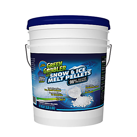 Green Gobbler 96% Calcium Chloride Snow & Ice Melt Pellets, 15 Lb Bucket, Pack Of 2 Buckets