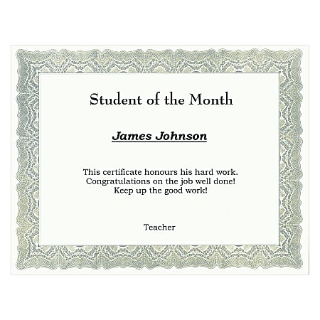 St. James Design Bond™ Blank Certificates, Gioche Green, 8 1/2" x 11", Pack Of 100