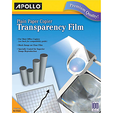 Apollo Plain Paper Copier Transparency Film Black On Clear Box Of 100 -  Office Depot