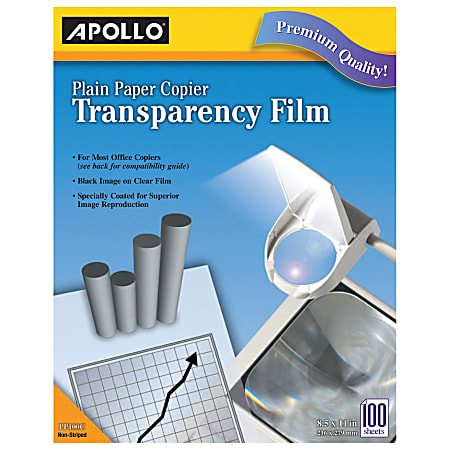 Apollo Plain Paper Copier Transparency Film Black On Clear Box Of 100 Office Depot