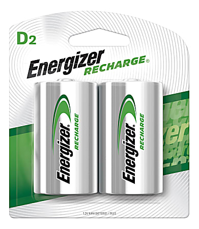 Energizer® Rechargeable NiMH D Batteries, Pack Of 2
