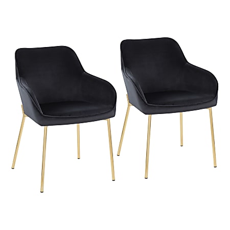 LumiSource Daniella Contemporary Dining Chairs, Black/Gold, Set Of 2 Chairs