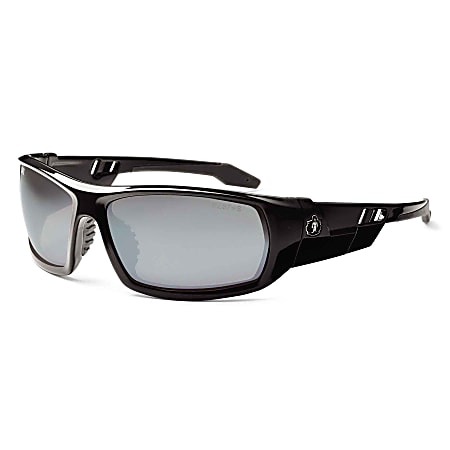 Ergodyne Skullerz® Safety Glasses, Odin, Shiny Black Frame, Silver Mirror Lens