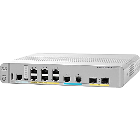 Cisco 3560-CX Switch 6 GE PoE+, 2 MultiGE PoE+, uplinks: 2x 10G SFP+, IP Base - 8 Ports - Manageable - WSC3560CX8XPDS