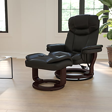 Black recliner sales chair with footstool