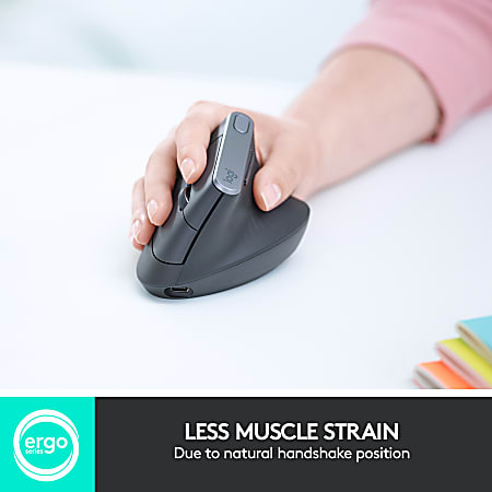 Logitech MX Vertical Advanced Ergonomic Wireless Mouse Control and Move  Content Between 3 Windows and Apple Computers Bluetooth or USB Rechargeable  Graphite - Office Depot