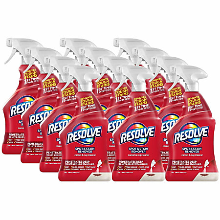 Resolve Stain Remover Cleaner - For Carpet - 22 fl oz (0.7 quart)- Odor Neutralizer - Light Yellow - 12/Carton - 00601CT
