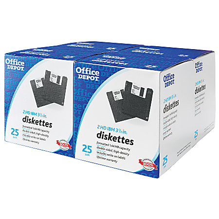 Office Depot® Brand 3.5" Bulk Diskettes, IBM Format, DS/HD, Black, Box Of 100
