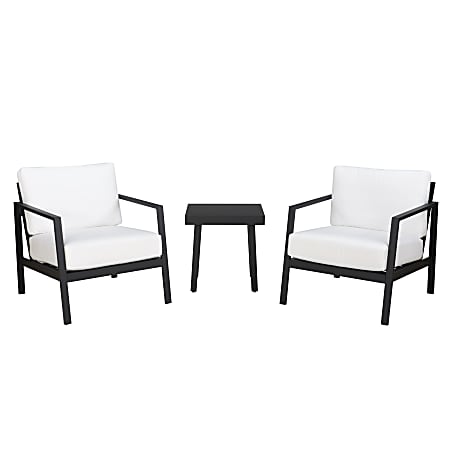 Linon Abilene Aluminum 3-Piece Outdoor Set, Black/White