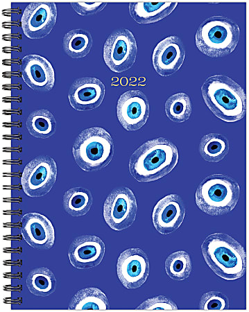 Willow Creek Press Softcover Weekly/Monthly Planner, 6-1/2" x 8-1/2", Blue Eye Dot, January To December 2022