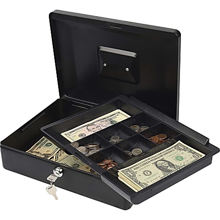 CARL Bill Tray Steel Security Cash Box, Steel, Black, 4"H x 9"W x
