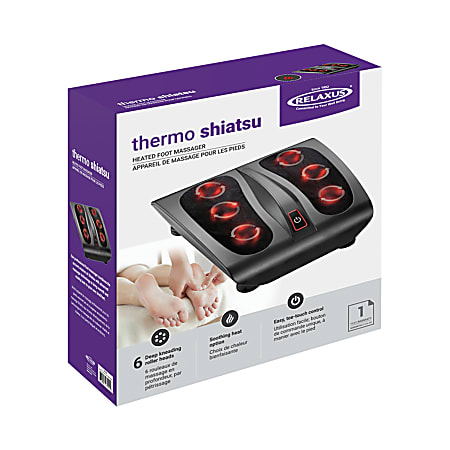 Relaxus Thermo Shiatsu Electric Foot Massager, 13”H x 3-3/4”W x 15-5/16”D, Black
