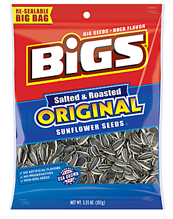 Bigs Sunflower Seeds, Original, 5.35 Oz, Pack Of 12