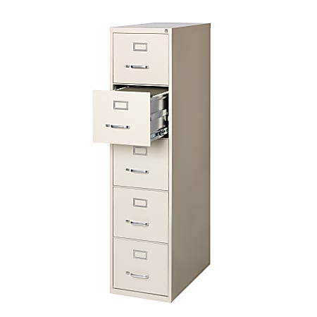 WorkPro 26 12 D Vertical 5 Drawer File Cabinet Putty - Office Depot