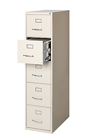 WorkPro® 26-1/2"D Vertical 5-Drawer File Cabinet, Metal, Putty