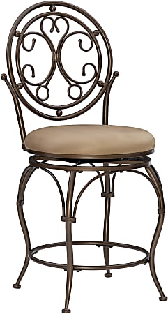 Powell® Home Fashions Big & Tall Scroll Circle Back Counter Stool, Tan/Bronze