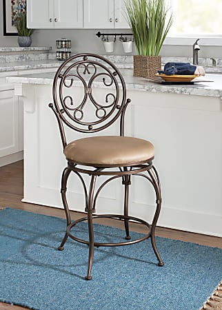 Powell Big Tall Scroll Circle Back Counter Stool TanBronze Office Depot