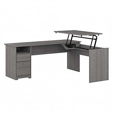 Bush® Furniture Cabot 3-Position Sit-To-Stand Height-Adjustable L-Shaped Desk, 72"W, Modern Gray, Standard Delivery