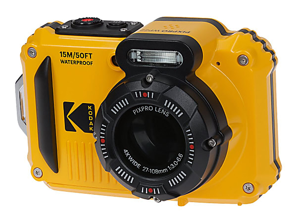 Kodak PIXPRO WPZ2 Digital camera compact 16.35 MP 1080p 30 fps 4x optical  zoom Wi Fi underwater up to 45 ft yellow - Office Depot