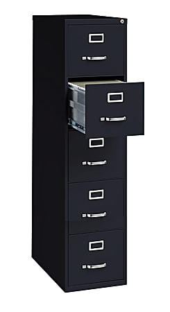 WorkPro® 26-1/2”D Vertical 5-Drawer File Cabinet, Black