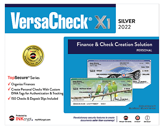 VersaCheck® X1 INKcrypt® Silver, 2022, For Windows®, Disc/Download