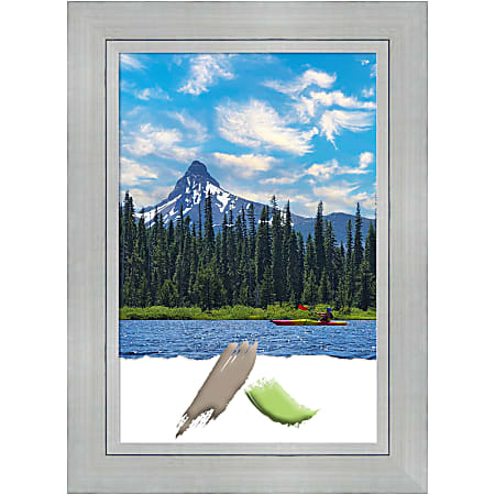Amanti Art Wood Picture Frame, 27" x 37", Matted For 20" x 30", Romano Silver