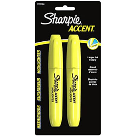 Sharpie® Accent® Jumbo Chisel-Tip Highlighters, Yellow, Pack Of 2