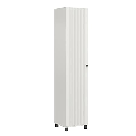 Systembuild Evolution Kendall Fluted 16"W 1-Door Storage Cabinet, White