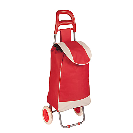 Honey-Can-Do Rolling Knapsack Bag Cart With Handle, 39 3/8" x 13 3/8" x 10 1/4", Red