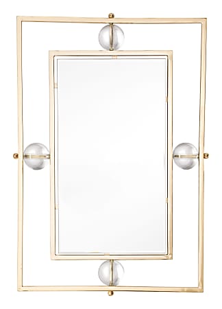 Zuo Modern Floating Rectangle Lucite Mirror, 31 1/2"H x 21 3/4"W x 3"D, Gold