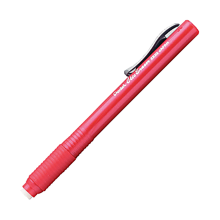 Pentel Rubber Grip Clic Eraser - Lead Pencil - Refillable - Pen - Retractable, Latex-free Grip, Pocket Clip, Ghost Resistant, Non-abrasive - 1Each - Red