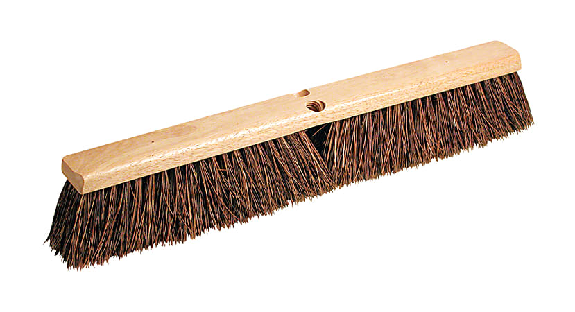 Pro Line Brush Hardwood Block Floor Broom Head, 2 1/2" Natural Palmyra Fiber Bristles, 18", Black