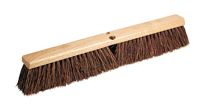 Proline Brush Hardwood Block Floor Broom Head, 2 1/2" Natural Palmyra Fiber Bristles, 18", Black