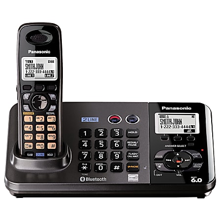 Panasonic® KX-TG9381T DECT 6.0 Digital 2-Line Expandable Cordless Phone With Digital Answering System, Black Metallic