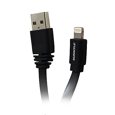 Duracell® Sync And Charge USB Cable For Apple® iPhone® 5, Apple® iPad® And iPod®, 6', Black