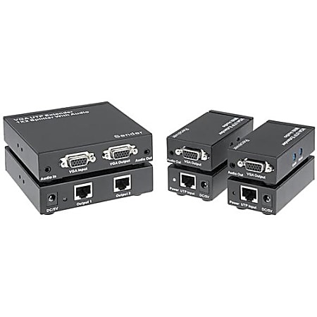 KanexPro VGA 1x2 Extender over CAT5e/6 with Audio up to 1,000ft (300m) - 1 Input Device - 2 Output Device - VGAEXTX2