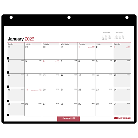 Office Depot Brand Monthly Desk Wall Calendar, 11" x 8", White, January 2026 to December 2026, OD20120026
