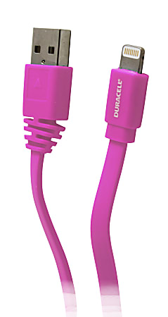 Duracell® Sync And Charge USB Cable For Apple® iPhone® 5, Apple® iPad® And iPod®, 6', Pink