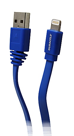 Duracell® Sync And Charge USB Cable For Apple® iPhone® 5, Apple® iPad® And iPod®, 6', Blue