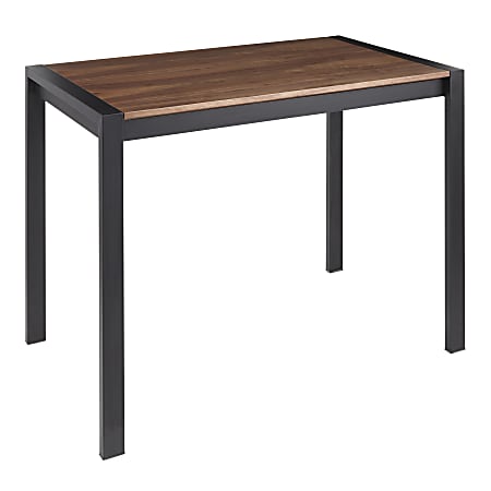 LumiSource Fuji Counter Table, 36-1/4"H x 27-3/4"W x 48-1/4"D, Black/Walnut