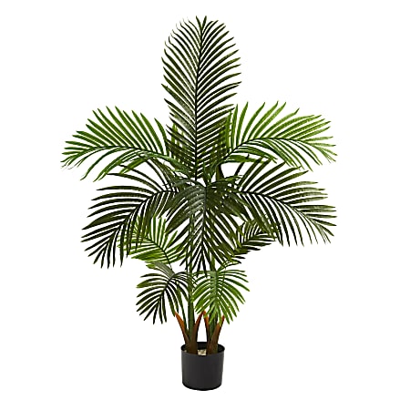 Nearly Natural Areca Palm 54”H Artificial Tree With Planter, 54”H x 16”W x 16”D, Green/Black