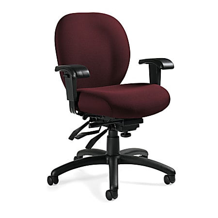 Global® Mallorca Multi-Tilter Mid-Back Chair, 37 1/2"H x 25"W x 26"D, Burgundy/Black
