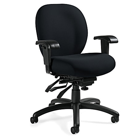 Global® Mallorca Multi-Tilter Mid-Back Chair, 37 1/2"H x 25"W x 26"D, Black