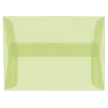 JAM Paper® Translucent Envelopes, #4 Bar (A1), Gummed Seal, Leaf Green, Pack Of 25